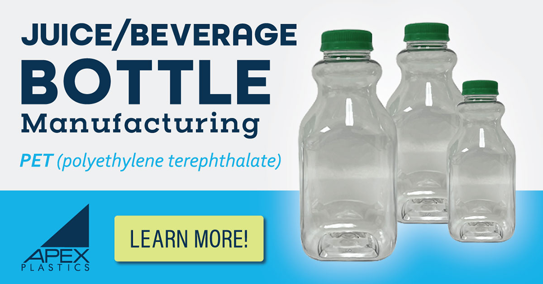 Sister company, Apex Plastics offers PET Juice/Beverage Bottle Mfg.